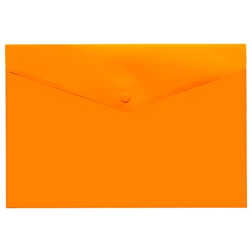 eco-eco A3 50% Recycled Orange Press Stud Popper Wallet, Plastic Folders (Pack of 5) eco080_Orange - Image 3