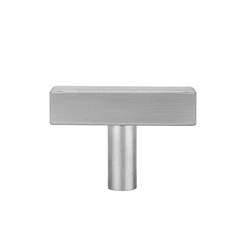 Image of Ravinte 30 Pack Cabinet Knobs Brushed Nickel Cabinet Pulls 2 Inch Silver Cabinet Handles Single Hole Square T Knobs for Kitchen Cabinet Handles Satin Nickel Drawer Knobs Handles with Mounting Template