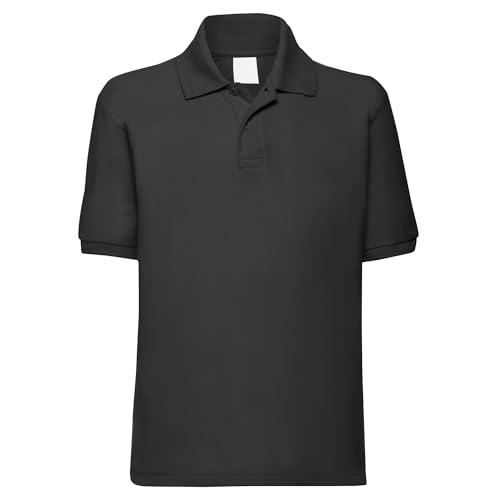 Image of HiFEN® Kids Girls Boys Collared Neck Short Sleeve Polo Shirts Children School P.E Uniform Summer T-Shirts Age 3-15 Years Black