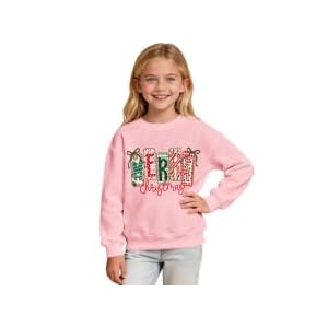 Kids' Pink Merry Christmas Patch Sweatshirt