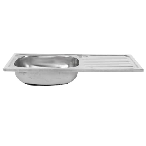 ARA CHOICE Stainless Steel Square Single Bowl Kitchen Sink Reversible Waste Plumbing Kit with Drainer & Inset Wastes Set 76 x 41 x 18 cm - 6
