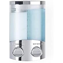 Better Living EURO Shower Dispenser Wall Mount Shower Soap Dispenser for Bathroom Hotel Body Wash, Corner or Flat Wall Shower Shampoo Dispenser, Built-in Hooks, 2 x 10.5 oz, Chrome, 2-Chamber