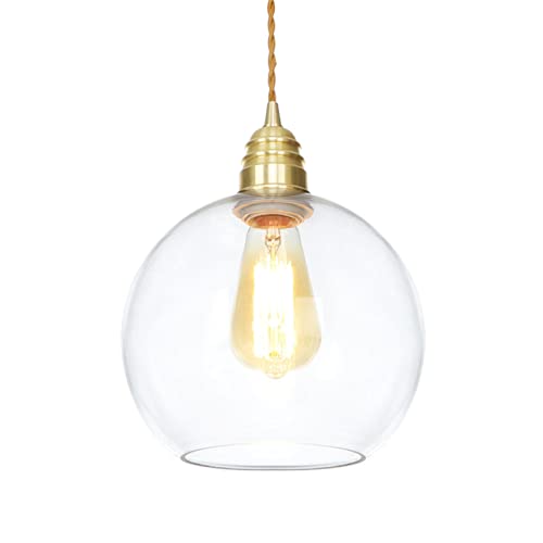 Lustre doré en cuivre HNVBDOPAE, luminaire suspendu réglable de 30 cm avec abat-jour en verre
