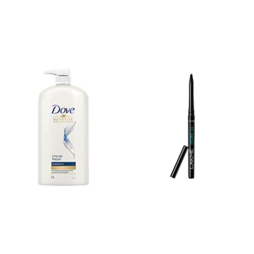 Image of Dove Intense Repair Shampoo, 1L & Lakme Eyeconic Kajal, Deep Black, 0.35g