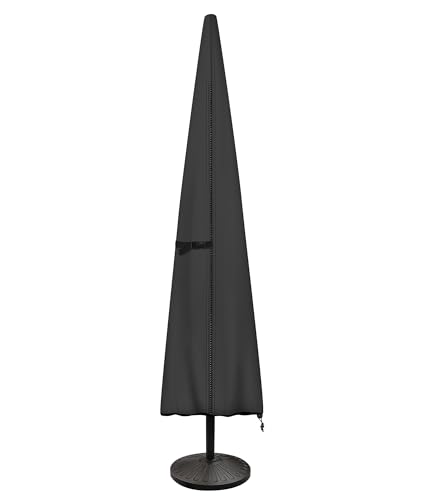 Image of ULTCOVER Patio Parasol 600D Waterproof Outdoor Market Umbrella Cover - Fits Market Umbrella 7-10 Feet, Black
