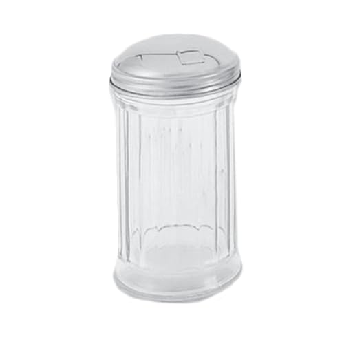 FSE GLTWSJ012 Sugar Pourer, 12 oz. Capacity, Paneled Glass, flip Cap, Dishwasher Safe, Stainless Steel, Pack of 12