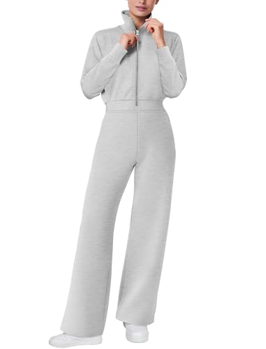 SAMPEEL Womens Jumpsuit Casual Long Sleeve Fall Fashion 2024 Trendy Travel Airplane Outfits for Women Loungewear Business Casual Outfits Grey S