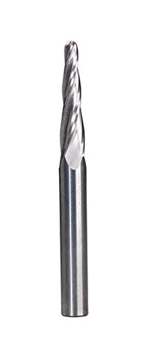 BETOP Solid Carbide 2F Upcut Spiral Tapered 3D Carving bit, 5 Degree Tapered Angle, 1/16" x1" x1/4"