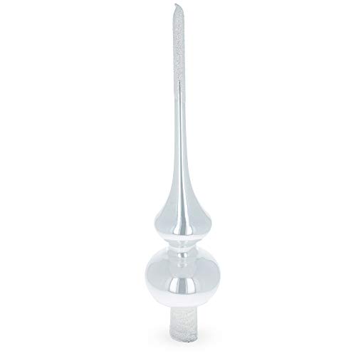 Glossy Solid White Glass Christmas Tree Topper 11 Inches #TOP1