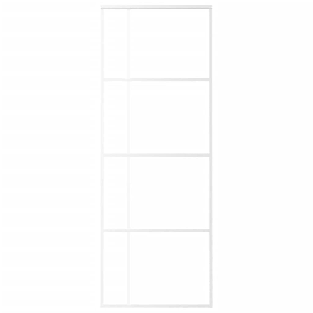 Drzwi przesuwne szkło mleczne ESG i aluminium 76 x 205 cm WhiteHardware materiały budowlane drzwi wejściowe