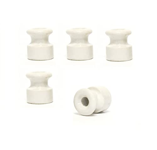 Paquete de 5 aisladores/aisladores de porcelana blanca para cables eléctricos textiles de trenza/trenzados, estilo vintage, diámetro 18 mm Cover