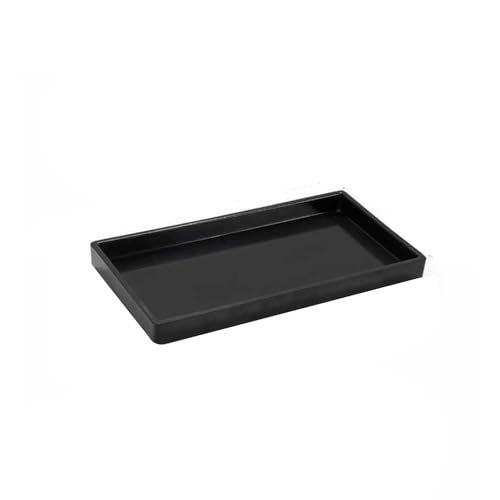 Rectangle Vanity Tray, Anti-Slip Plastic Cosmetic Jewellery Accessory Storage Trays, Multifunctional Kitchen Bathroom Tray Organiser for Dish Towel Soap(Black)