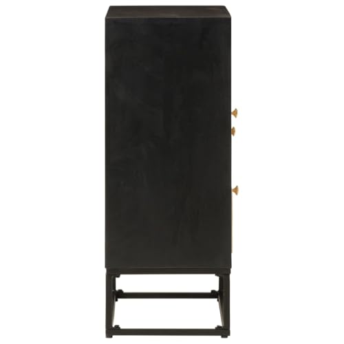 Buffet noir 55 cm commode bois massif de mangue armoire d'appoint industrielle