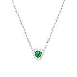 Astellea S925 Silver Birthstone Necklace for Women Girls, Adjustable Heart Crystal Neckalce Birthday Christmas Jewellery Gifts (May)