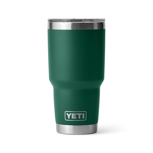 Image of YETI Rambler 30 oz Tumbler, Stainless Steel, Vacuum Insulated with MagSlider Lid, Black Forest Green