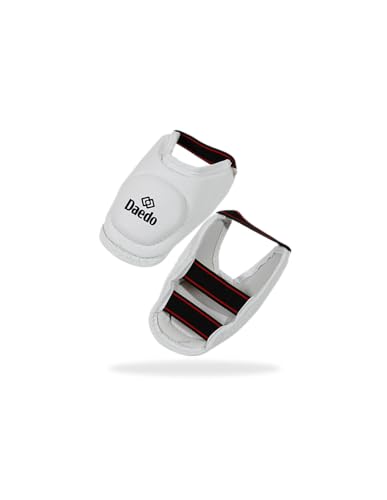 DAEDO Taekwondo Instep Guard - Foam Covered in Synthetic Leather for Foot Protection, White, Size:S...