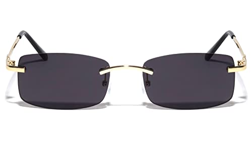 Rimless Gold Frame Sunglasses Slim Rectangular Frame 100% UV Protection Men Or Women2