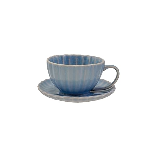 Mug de piedra de 10 oz con plato azul claro miniatura 1
