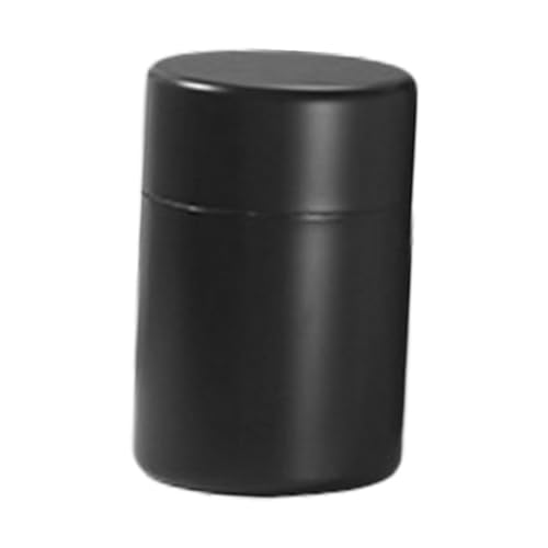 Fenteer Lata de té, Lata Redonda, Centro de Mesa, Soporte de Almacenamiento, Escritorio, contenedor de Cocina, de Cocina para y Especias, Negro 400ml