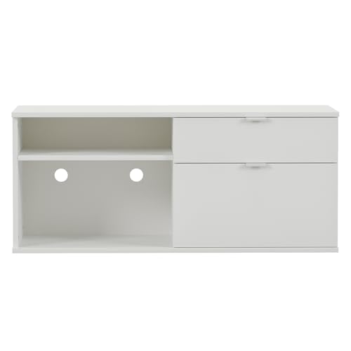 Image of Wakefit TV Unit | 1 Year Warranty | TV Stand Table, TV Unit for Living Room, TV Cabinet, Cabinet Engineered Wood Cabinet with 2 Drawers & 2 Shelves (Serendipity, Frosty White)