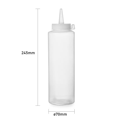 HENDI Spenderflasche, Stückzahl: 1, Easy Squeeze, für Saucen, Squeeze Flasche, Quetschflasche, Dosierflasche, 700ml, ø70x(H)240mm, Polyethylen, Polypropylen Kappe, Transparent (Packung mit 5)
