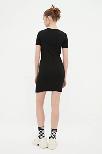 TRENDYOL Mini Abito Lavorato a Maglia Dress, Nero