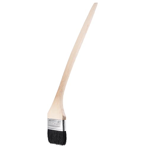 sourcing map Courbé Radiateur Peinture Brosse 17 Longueur 3 Largeur Poils avec Long Bois Poignée pour Mur Traitment Noir