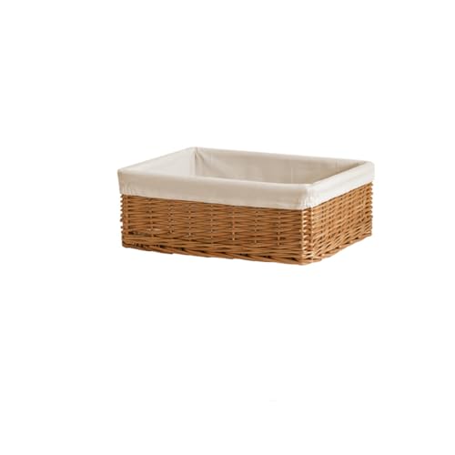 SHIHEER 収納かご 自然素材 ラタンバスケット 浅型 卓上収納 手編み 藤かご 籐 シート かごめ編み 収納バスケット インナー付き バスケット お菓子入れ 服 書類 雑貨 果物 スタイル パンかご 卓上収納 田園 環境優しい おしゃれ