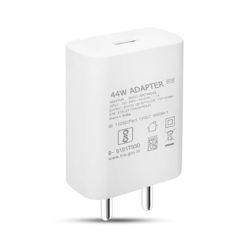 Image of Original 44watt USB Type A Charging Adapter Compatible with Vivo V23 /V25 /V25E /V25 Pro /V27 Pro /V27 /V27E /Y200 /Y200E /T2X /T2 Pro /V29| Iqoo Z6 Lite /Z6 /Z7S /Z9X /Z9 5G /Z6X LY921