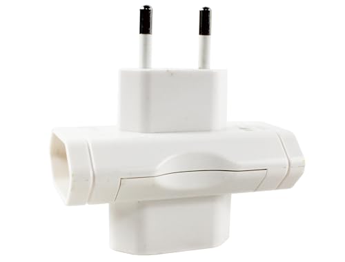 Adaptador 3 en 1 enchufes Planos con protección Infantil 10A, ladrón Triple Toma. (Blanco)