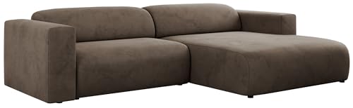 MKS MEBLE Ecksofa, Sofa L-Form, Wohnlandschaft L-Form, Modern Design Couch, Sofagarnitur, Couchgarnitur, Polsterecke - Pasadena -Braun Velvet - rechts Seite – Bild 6