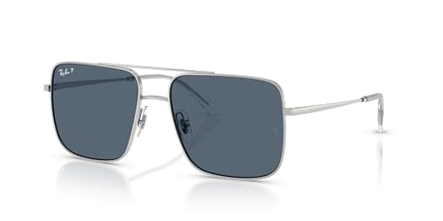 Ray-Ban Unisex Sunglasses Silver Frame, Blue Polar Lenses, 56MM