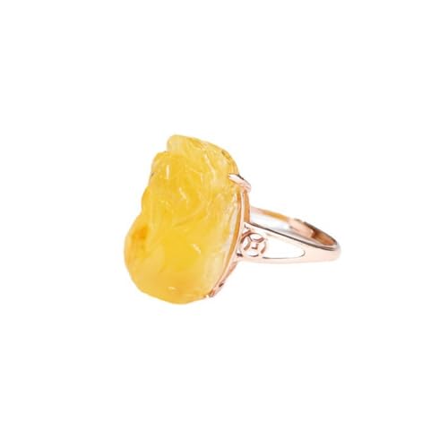 Bagues en argent Sterling S925 avec pierre de cire d'abeille naturelle