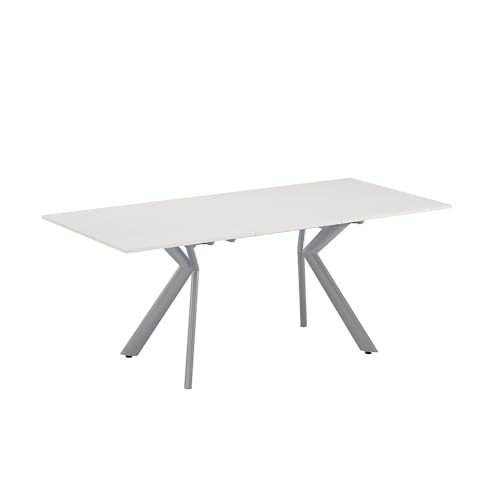 Vicco Esstisch Trill, Weiß/Grau, 140 x 90 cm ausziehbar, mit Synchronauszug für Variable Tischlängen
