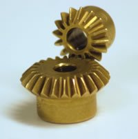 Brass Bevel Gear Sets 32 Pitch 2:1 Ratio 32 Teeth (.188B x .56H) & 16 Teeth (.188B x .38H)
