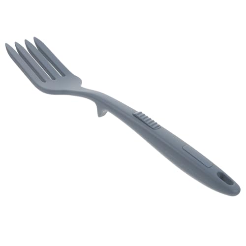 GRIRIW Large Fork for Cooking Serving Kitchen Pasta Fork Silicone Reusable Utensil Silverware Silver