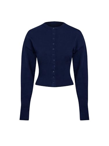 Women Y2K Long Sleeve Ribbed Knit Crop Cardigan Casual Crew Neck Button Down Slim Fit Sweater Aesthetic Fall Outfit4