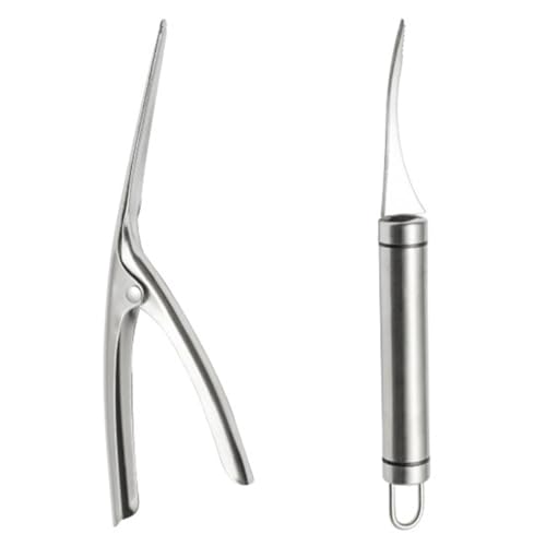 VALICLUD Herramientas de Cocina para Camarones con Cuchillo de Acero Inoxidable y Pelador Ergonómico Accesorio Multifunción para Abrir Vientre de Pescado y Limpiar Gambas Ligero y Fácil de