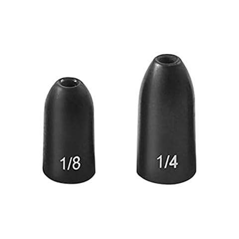 Fishfun 12pcs 1/8oz and 12pcs 1/4oz Tungsten Fishing Weights, No Chip Anodized Black Bullet Worm Sinkers Cover