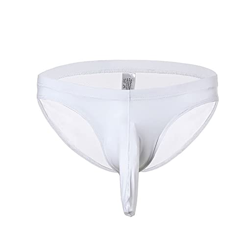Men's Ice Silk Boxer Briefs Elephant Nose Boxer Trunks Men Breathable Bulge Enhancing Underwear Regular Panty White