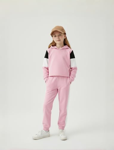Image of PATPAT Girls Warm Sweatsuit 5-14Y Butterfly Print Hoodies and Sweatpants Clothing Set Tracksuit Fall Outfits Cute Clothes