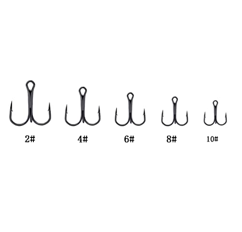 AMHDV 100pcs Triple Treble Hooks for Freshwater Saltwater (Black, 2#) - image 3