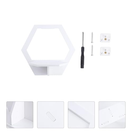 Estante de almacenamiento de pared blanco hexagonal sin taladro para macetas pequeñas 6