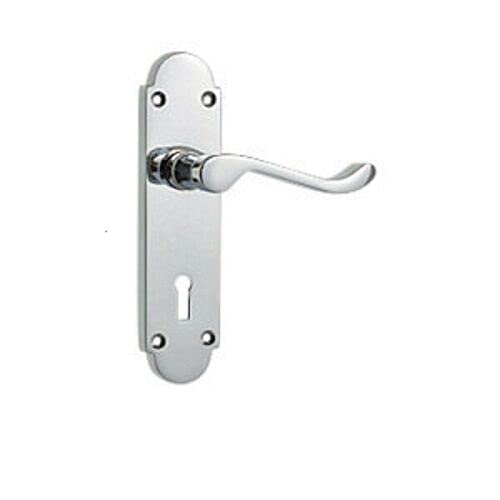 Ironmongery Solutions® Brushed Internal Scroll Door Handles Lock, Latch & Bathroom Sets in Polished Brass, Polished Chrome & Satin Chrome (Polished Chrome, Lock)