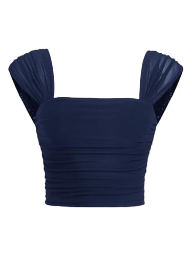 SOLY HUX Women's Square Neck Tank Tops Sleeveless Going Out Tops Double Lined Basic Crop Summer Shirts