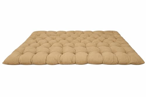 Image of ATOOTFUSION Soft Cotton Quilt | Foldable Light Weight Filled Single Firm Cotton Quilt Mattress| Gadda (Solid Coloured, Sleeping Capacity, 6 x 6 ft or 72 x 72 Inches) Double Bed (Khaki)