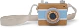 Jack Rabbit Creations- Blue Vintage Camera Music Box- Retro Wooden Wind-Up Music Toy with Spinning Film Reel- Plays “ You are My Sunshine”- Unique Gift for Kids