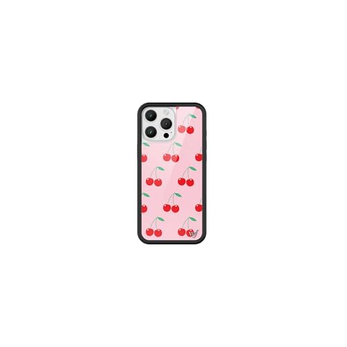Image of Wildflower Cases - Compatible with iPhone 16 Pro Max| Protective Black Bumper, 6.5ft Drop Test Certified, Women Owned Small Business | Fruit Red Classic Cute Aesthetic Trendy | Pink Cherries