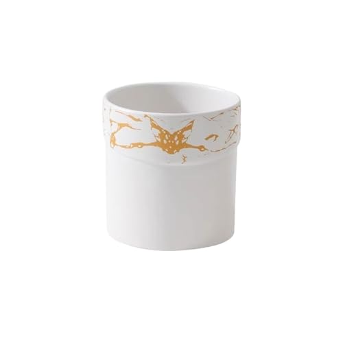 Pots de fleurs en céramique blanche cylindrique avec drainage pour table - 2