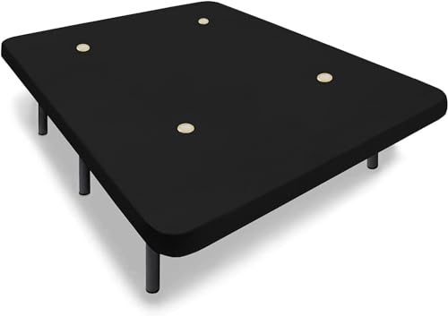 HOGAR24 ES | Base Tapizada en Tejido 3D Negro | Incorpora Válvulas de Transpiración | Incluye Juego de Patas Metálicas de 25 cm | Medidas: 135x190 cm